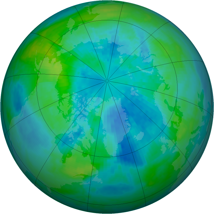 Arctic ozone map for 25 September 1990